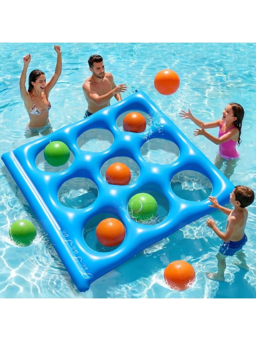 Inflatable Giant Tic-Tac-Toe Pool Game Set | Fun Float for 2-10 Players, Kids